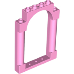 Door, Frame 1 x 6 x 7 Arched with Notches and Rounded Pillars - Bright Pink