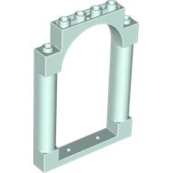 Door, Frame 1 x 6 x 7 Arched with Notches and Rounded Pillars - Light Aqua
