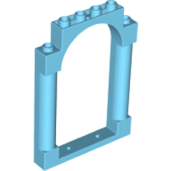 Door, Frame 1 x 6 x 7 Arched with Notches and Rounded Pillars - Medium Azure