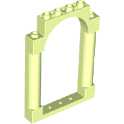 Door, Frame 1 x 6 x 7 Arched with Notches and Rounded Pillars - Yellowish Green