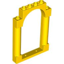 Door, Frame 1 x 6 x 7 Arched with Notches and Rounded Pillars - Yellow