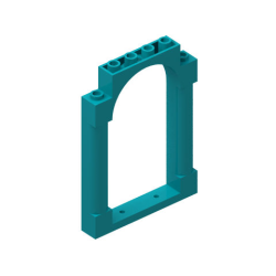 Door, Frame 1 x 6 x 7 Arched with Notches and Rounded Pillars - Dark Turquoise