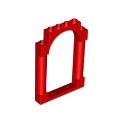 Door, Frame 1 x 6 x 7 Arched with Notches and Rounded Pillars - Red