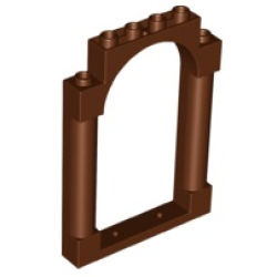 Door, Frame 1 x 6 x 7 Arched with Notches and Rounded Pillars - Reddish Brown