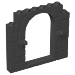 Door, Frame 1 x 8 x 6 Arched with Clips and Stone Profile - Black