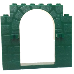 Door, Frame 1 x 8 x 6 Arched with Clips and Stone Profile - Dark Green