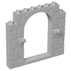 Door, Frame 1 x 8 x 6 Arched with Clips and Stone Profile - Light Bluish Gray
