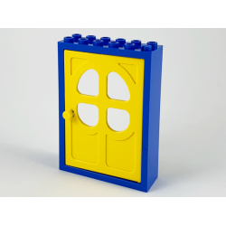 Door, Frame 2 x 6 x 7 with Yellow Fabuland Door 1 x 6 x 7 with Round Pane in 4 Sections (4071 / 4072) - Blue Door, Frame 2 x 6 x 7 with Yellow Fabuland Door 1 x 6 x 7 with Round Pane in 4 Sections (4071 / 4072) - Blue