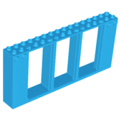 Door, Frame 2 x 16 x 6 with 3 Openings and 2 Studs on Either Side on Front - Dark Azure
