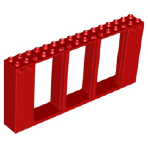 Деталь LEGO 35103 Door, Frame 2 x 16 x 6 with 3 Openings and 2 Studs on Either Side on Front - Red