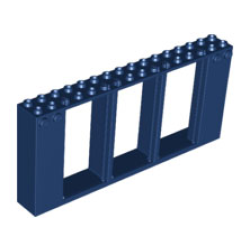 Door, Frame 2 x 16 x 6 with 3 Openings and 2 Studs on Either Side on Front - Dark Blue Door, Frame 2 x 16 x 6 with 3 Openings and 2 Studs on Either Side on Front - Dark Blue