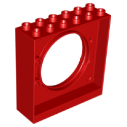 Duplo Ball Tube Exit Brick 2 x 6 x 5 with Round Doorway - Red
