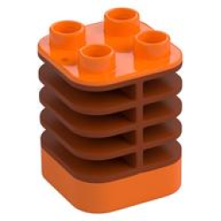 Duplo Brick 2 x 2 x 2 Ribbed - Center Flush with Edge with Molded Flexible Rubber Dark Orange Fins Pattern - Orange Duplo Brick 2 x 2 x 2 Ribbed - Center Flush with Edge with Molded Flexible Rubber Dark Orange Fins Pattern - Orange