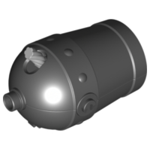 Деталь LEGO 54848c01 Duplo Cannon Shooting with Axle Hole and Light Bluish Gray Wick - Black