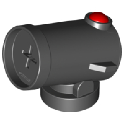 Деталь LEGO 94886c01 Duplo Cannon Shooting with Axle Hole, Red Firing Button and Matching Color Base - Black