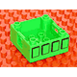 Duplo Container Box 4 x 4 with Studs on Corners with Four Squares Pattern on Both Sides - Bright Green Duplo Container Box 4 x 4 with Studs on Corners with Four Squares Pattern on Both Sides - Bright Green