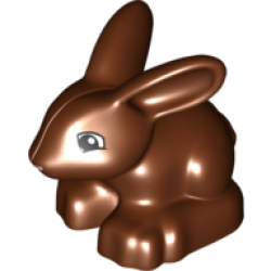 Duplo Bunny / Rabbit Head Pointed Straight with Black Eyes Squared and Thin Bright Pink Nose Pattern - Reddish Brown Duplo Bunny / Rabbit Head Pointed Straight with Black Eyes Squared and Thin Bright Pink Nose Pattern - Reddish Brown