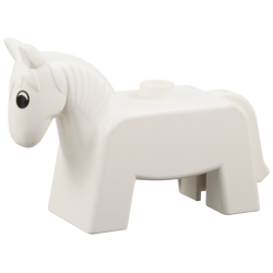 Duplo Horse Small with Black and White Eyes Pattern - White