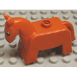 Duplo Horse Small with Black and White Eyes Pattern - Dark Orange