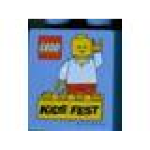 Деталь LEGO 4066pb401 Duplo, Brick 1 x 2 x 2 with LEGO KidsFest 2011 Pattern - Medium Blue