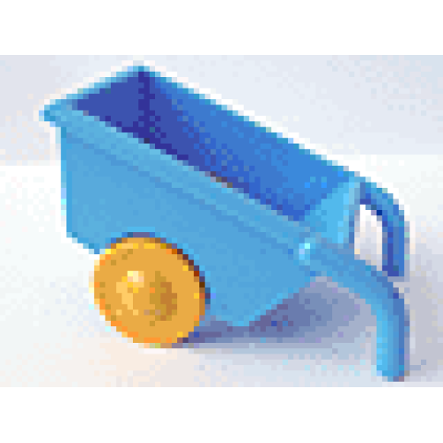 Деталь LEGO 2292c01 Duplo Wheelbarrow with Thin Yellow Wheels - Medium Blue