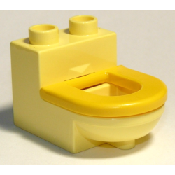 Duplo, Furniture Toilet with Yellow Seat (4911 / 4912) - Bright Light Yellow
