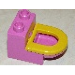 Duplo, Furniture Toilet with Yellow Seat (4911 / 4912) - Dark Pink