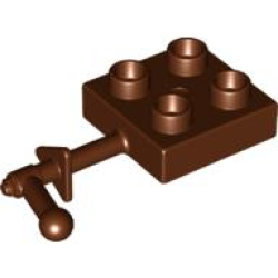 Duplo, Plate 2 x 2 with Handle - Reddish Brown Duplo, Plate 2 x 2 with Handle - Reddish Brown
