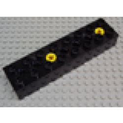 Duplo, Toolo Brick 2 x 8 with 2 Yellow Screws at Positions 1 and 5 - Black