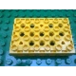 Duplo, Toolo Brick 4 x 6 with Holes on Sides and Top and 3 Screws in Top - Yellow