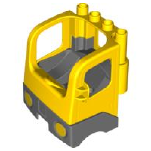 Деталь LEGO 48125c03 Duplo Cabin Truck Semi-Tractor Cab with Dark Bluish Gray Base - Yellow