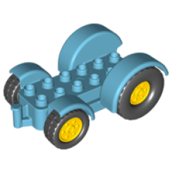 Duplo Car Base 2 x 6 Tractor with Mudguards and Yellow Wheels with Black Tires - Medium Azure Duplo Car Base 2 x 6 Tractor with Mudguards and Yellow Wheels with Black Tires - Medium Azure