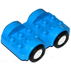 Duplo Car Base 2 x 6 with Black Tires and White Wheels on Fixed Axles - Dark Azure Duplo Car Base 2 x 6 with Black Tires and White Wheels on Fixed Axles - Dark Azure