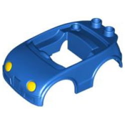 Duplo Car Body with 2 Studs on Back and Yellow Headlights Pattern (fits over Car Base 2 x 4) - Blue Duplo Car Body with 2 Studs on Back and Yellow Headlights Pattern (fits over Car Base 2 x 4) - Blue