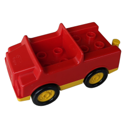 Duplo Car with 2 x 2 Studs and Yellow Base - Red Duplo Car with 2 x 2 Studs and Yellow Base - Red