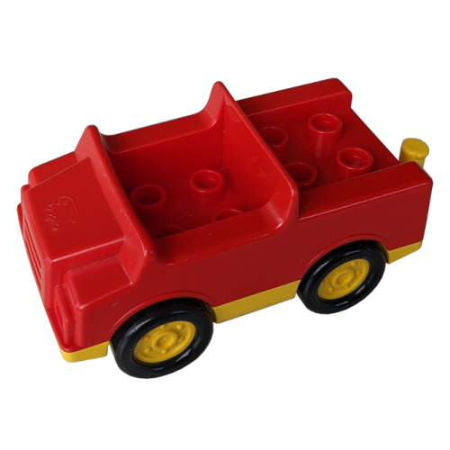 Деталь LEGO 2218c01 Duplo Car with 2 x 2 Studs and Yellow Base - Red