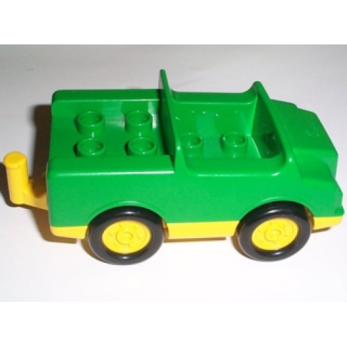Деталь LEGO 2218c01 Duplo Car with 2 x 2 Studs and Yellow Base - Green