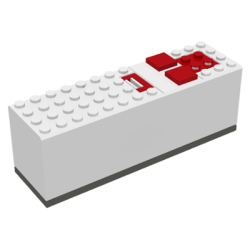 Electric 9V Battery Box 4 x 14 x 4 with Red Buttons and Contact Plate with Dark Gray Base (2846 / 2847c00) - White