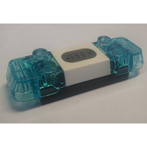 Деталь LEGO 40931c02 Electric, Light & Sound Siren 2 x 6 x 1 with Trans-Light Blue Lights and White Center - Black