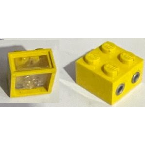 Деталь LEGO 08010ac01 Electric, Light Brick 12V 2 x 2 with 2 Plug Holes, Trans-Clear Smooth Lens - Yellow