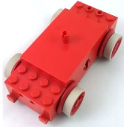 Electric, Train Motor 12V with Wheels Type I with 2 Round Contact Holes with 4 Light Gray Train Rim for 4.5V & 12V Locomotive Wheels (bb0012va / trainrim) - Red