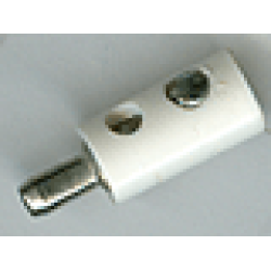 Electric, Connector, 1-Way Male Rounded with Cross-Cut Pin (Banana Plug) - White Electric, Connector, 1-Way Male Rounded with Cross-Cut Pin (Banana Plug) - White
