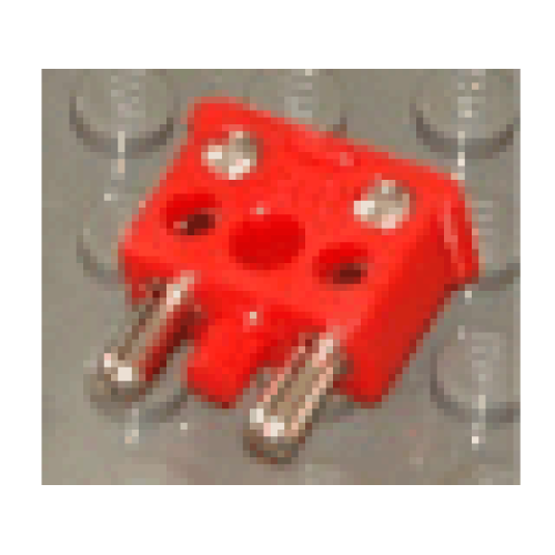 Деталь LEGO 766c01 Electric, Connector, 2-Way Male Squared Narrow Long with Center Post - Red