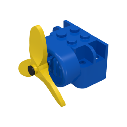 Деталь LEGO 4616ac01 Fabuland Airplane Motor / Engine Block, Small Pin Hole with Pin and Yellow Propeller - Blue