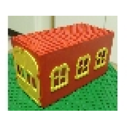 Fabuland Garage Block 10 x 20 x 9 with Yellow Windows and Yellow Doors - Red Fabuland Garage Block 10 x 20 x 9 with Yellow Windows and Yellow Doors - Red