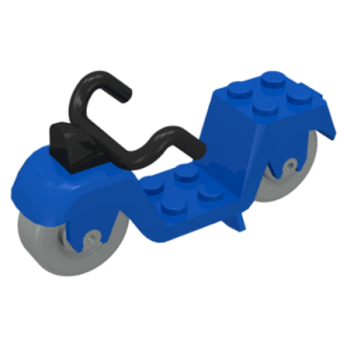 Деталь LEGO fabac3 Fabuland Scooter with Black Handlebars and Light Gray Wheels - Blue