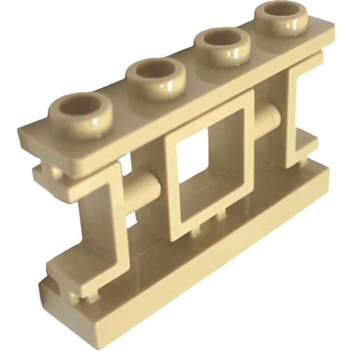 Деталь LEGO 32932 Fence 1 x 4 x 2 Ornamental Asian Lattice with Square and 4 Studs - Tan