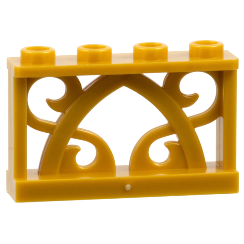 Деталь LEGO 19121 Fence 1 x 4 x 2 Ornamental with 4 Studs - Pearl Gold
