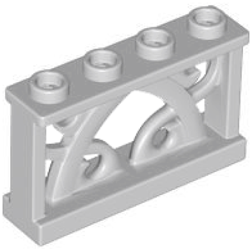 Деталь LEGO 19121 Fence 1 x 4 x 2 Ornamental with 4 Studs - Light Bluish Gray