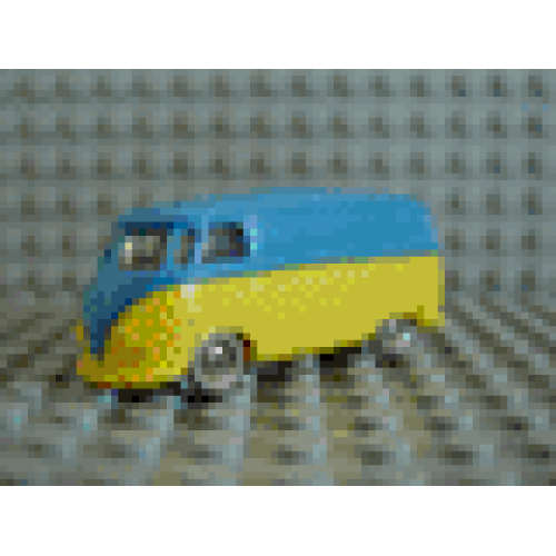 Деталь LEGO 258pb03 HO Scale, VW Van with Yellow Base - Blue